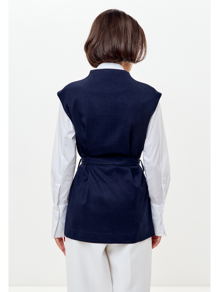 Модный жилет с запахом цвет синий ЖД-02