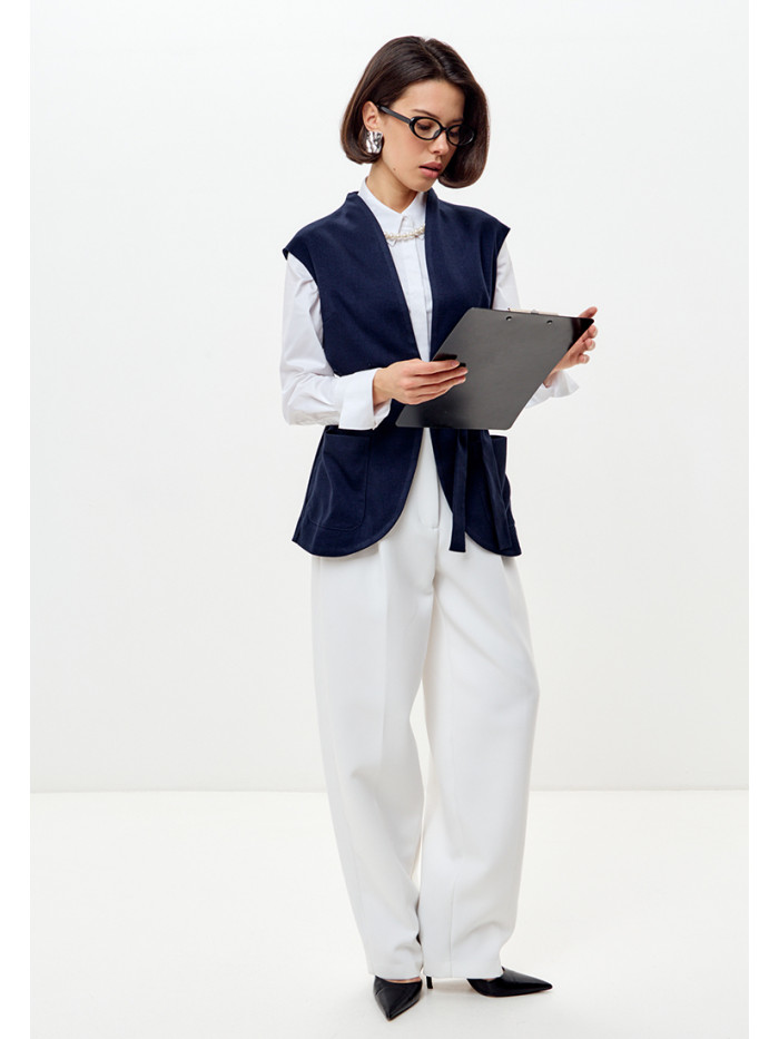 Модный жилет с запахом цвет синий ЖД-02