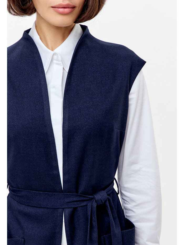 Модный жилет с запахом цвет синий ЖД-02
