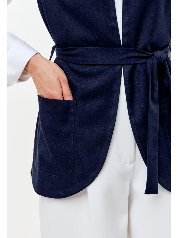 Модный жилет с запахом цвет синий ЖД-02