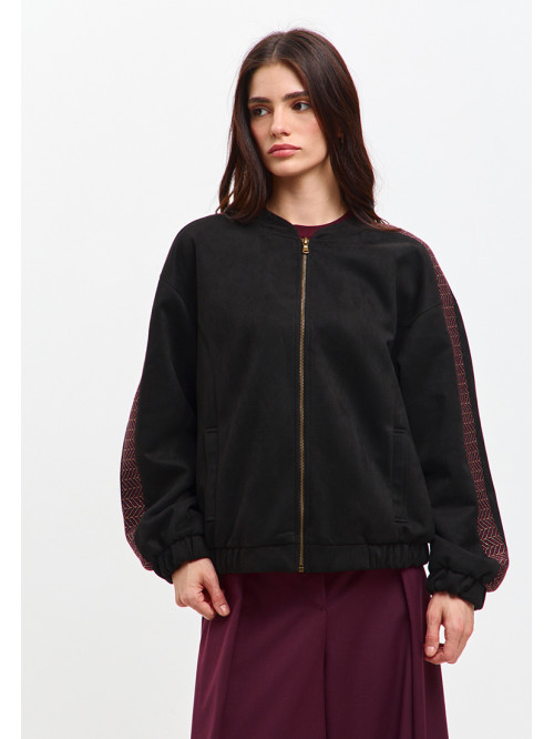 Бомбер из эко-замши цвет че...