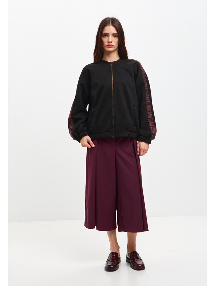 Бомбер из эко-замши цвет черный ЖД-03