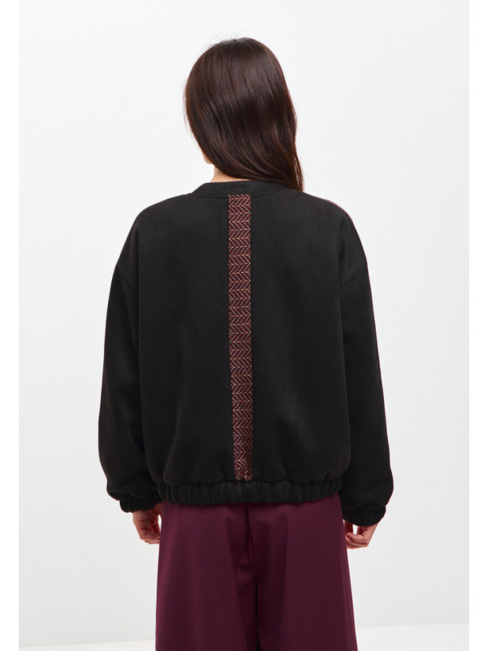 Бомбер из эко-замши цвет черный ЖД-03