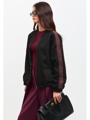 Бомбер из эко-замши цвет черный ЖД-03