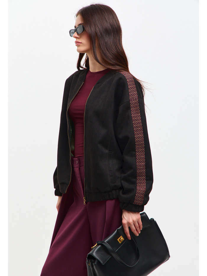 Бомбер из эко-замши цвет черный ЖД-03