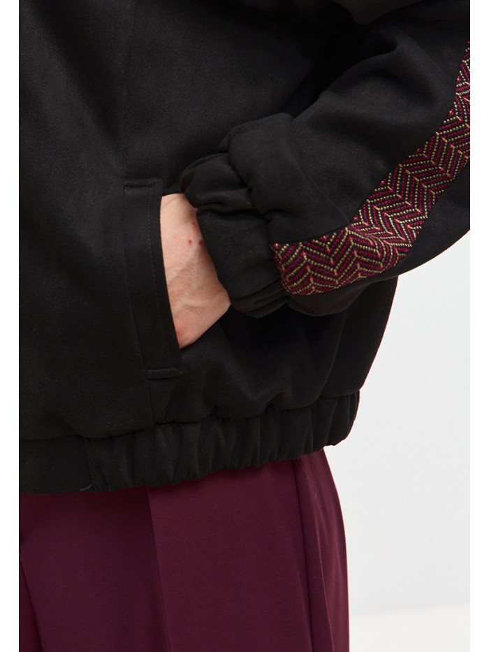 Бомбер из эко-замши цвет черный ЖД-03