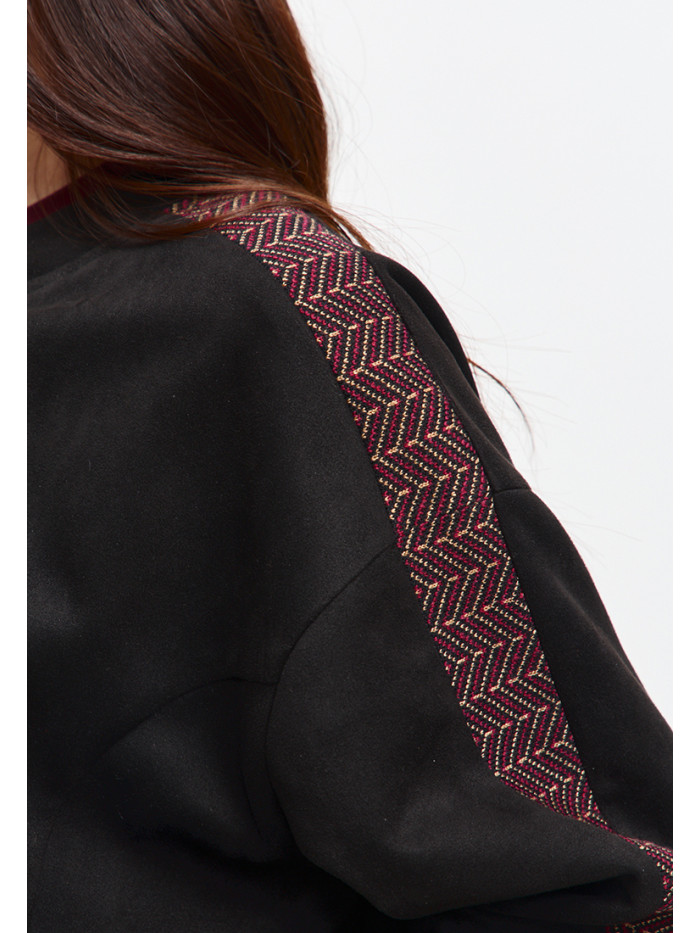 Бомбер из эко-замши цвет черный ЖД-03