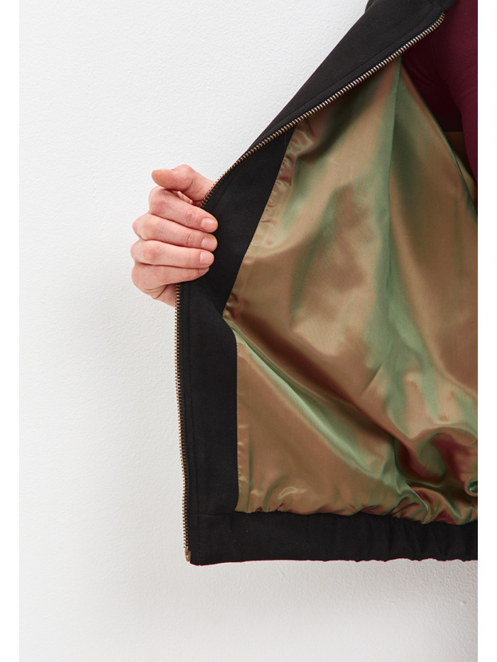 Бомбер из эко-замши цвет черный ЖД-03