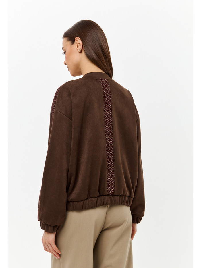 Бомбер из эко-замши цвет коричневый ЖД-03