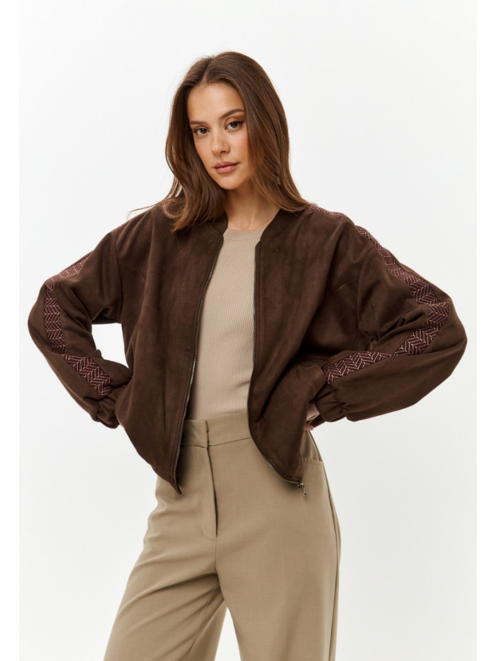 Бомбер из эко-замши цвет коричневый ЖД-03