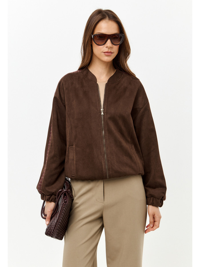 Бомбер из эко-замши цвет коричневый ЖД-03