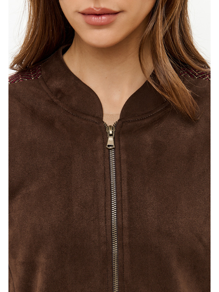 Бомбер из эко-замши цвет коричневый ЖД-03