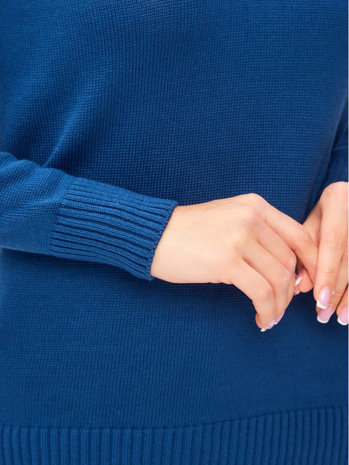 Женский классический джемпер темно-синего цвета ВТД-58